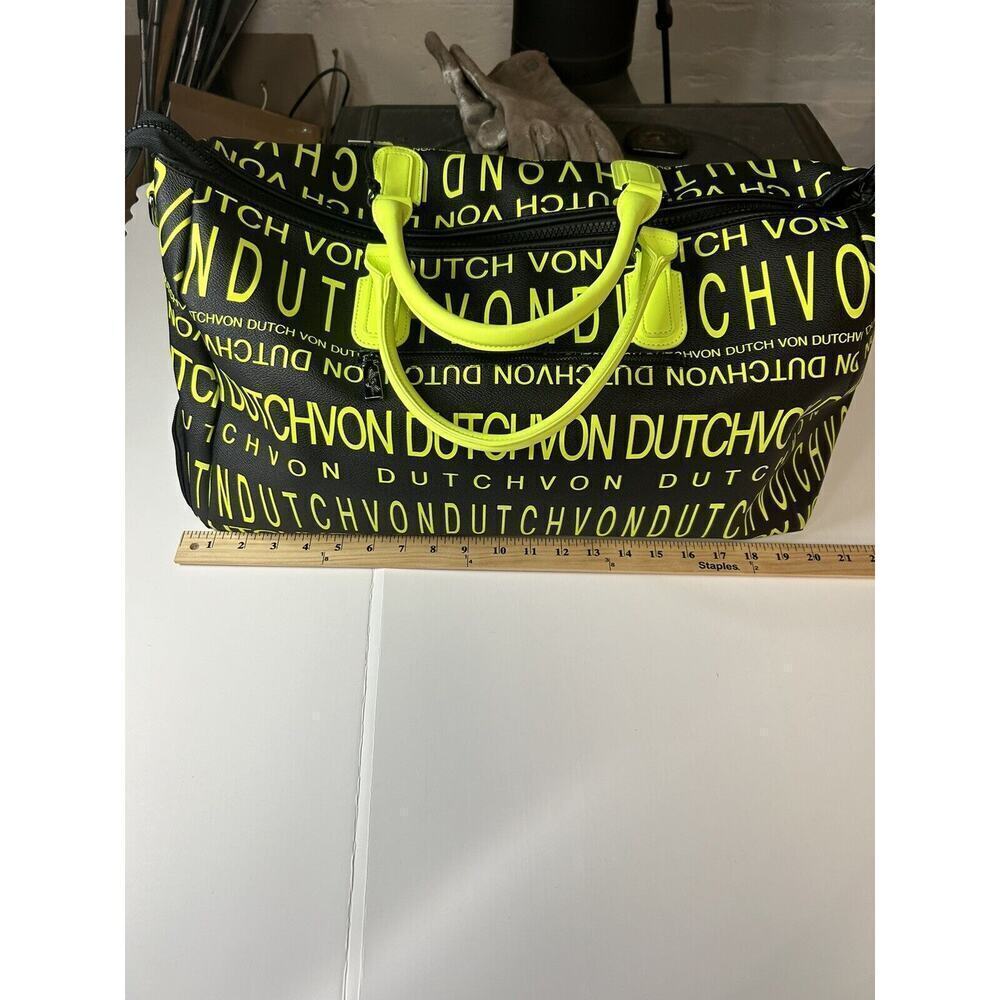 NWT Von Dutch Monogram Black Yellow Overnight Travel Gym Sports Bag - Picture 14 of 14